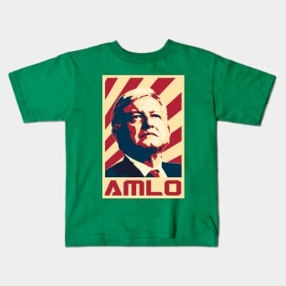 AMLO President Of Mexico Retro Propaganda Kids T-Shirt